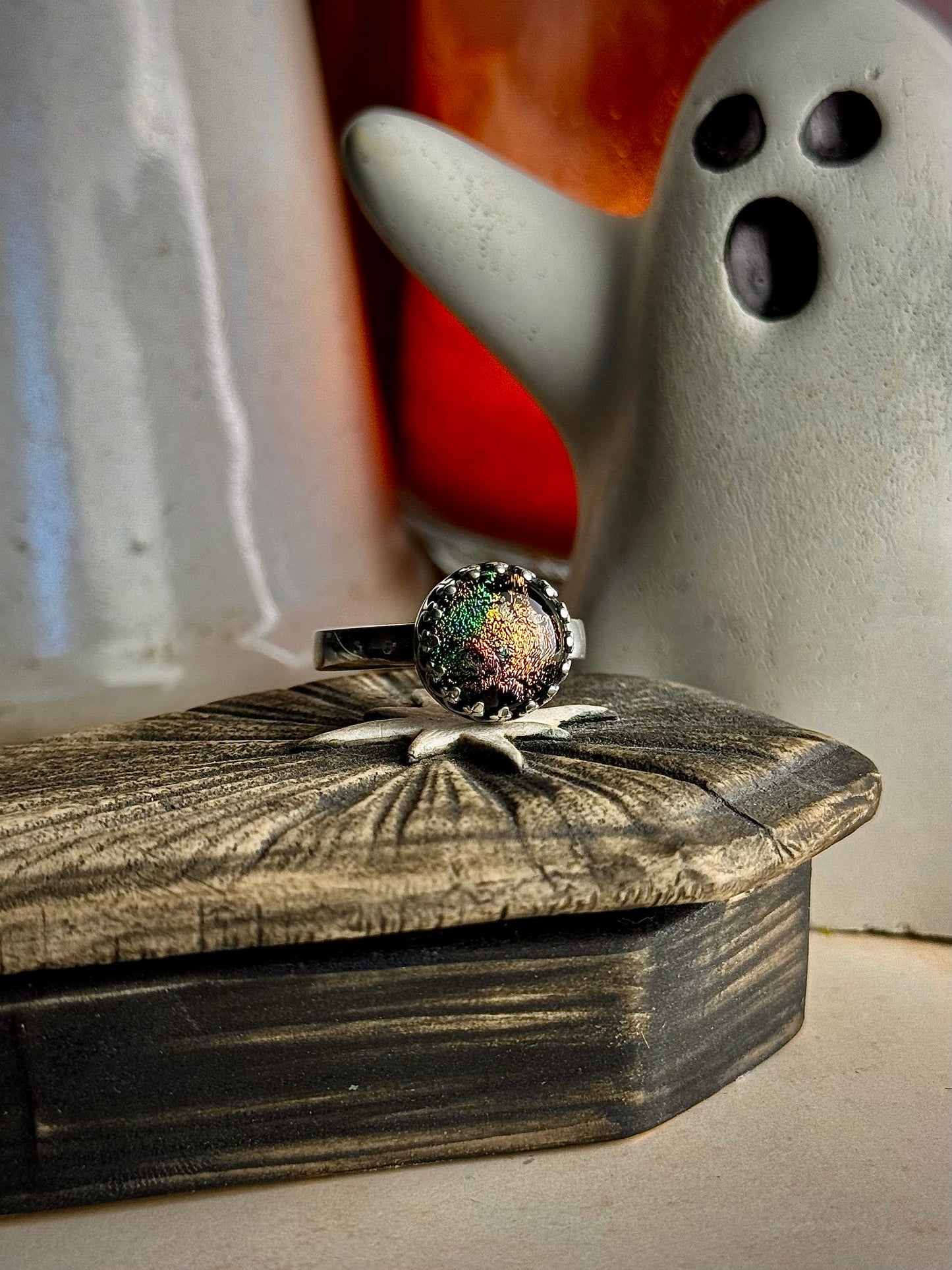 Dichroic Glass Ring Size 8