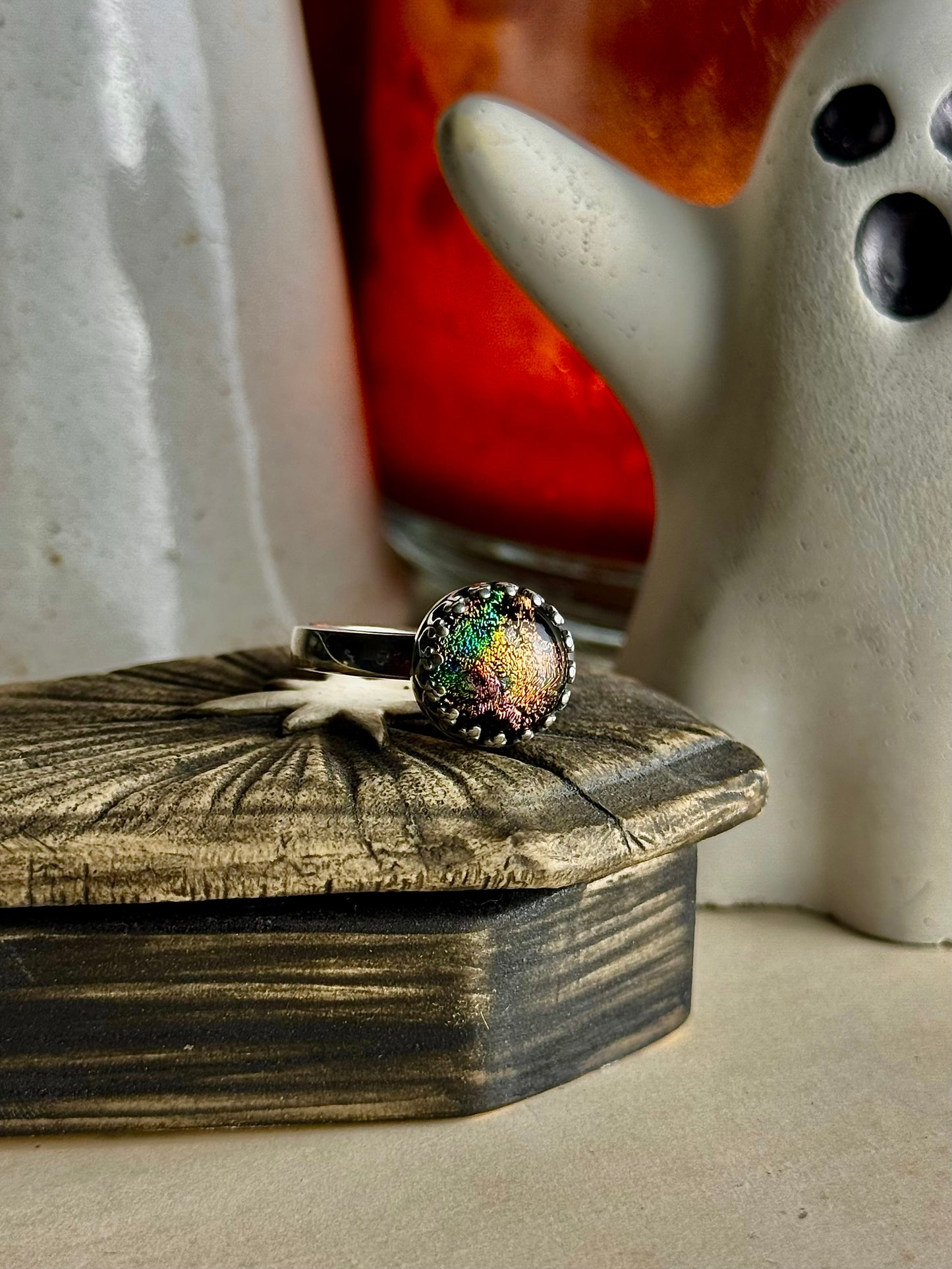 Dichroic Glass Ring Size 8