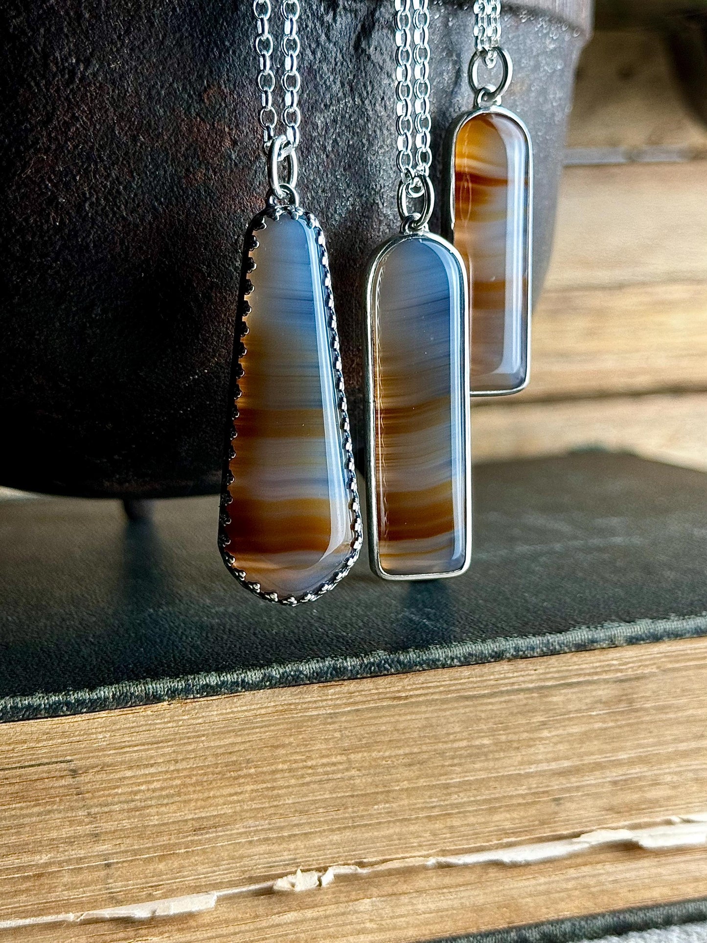 Brazilian Agate, Agate Necklace, Sterling Silver Handmade Necklace, Agate Pendant, Natural Stone Necklace, Agate Jewelry, Brazilian Necklace