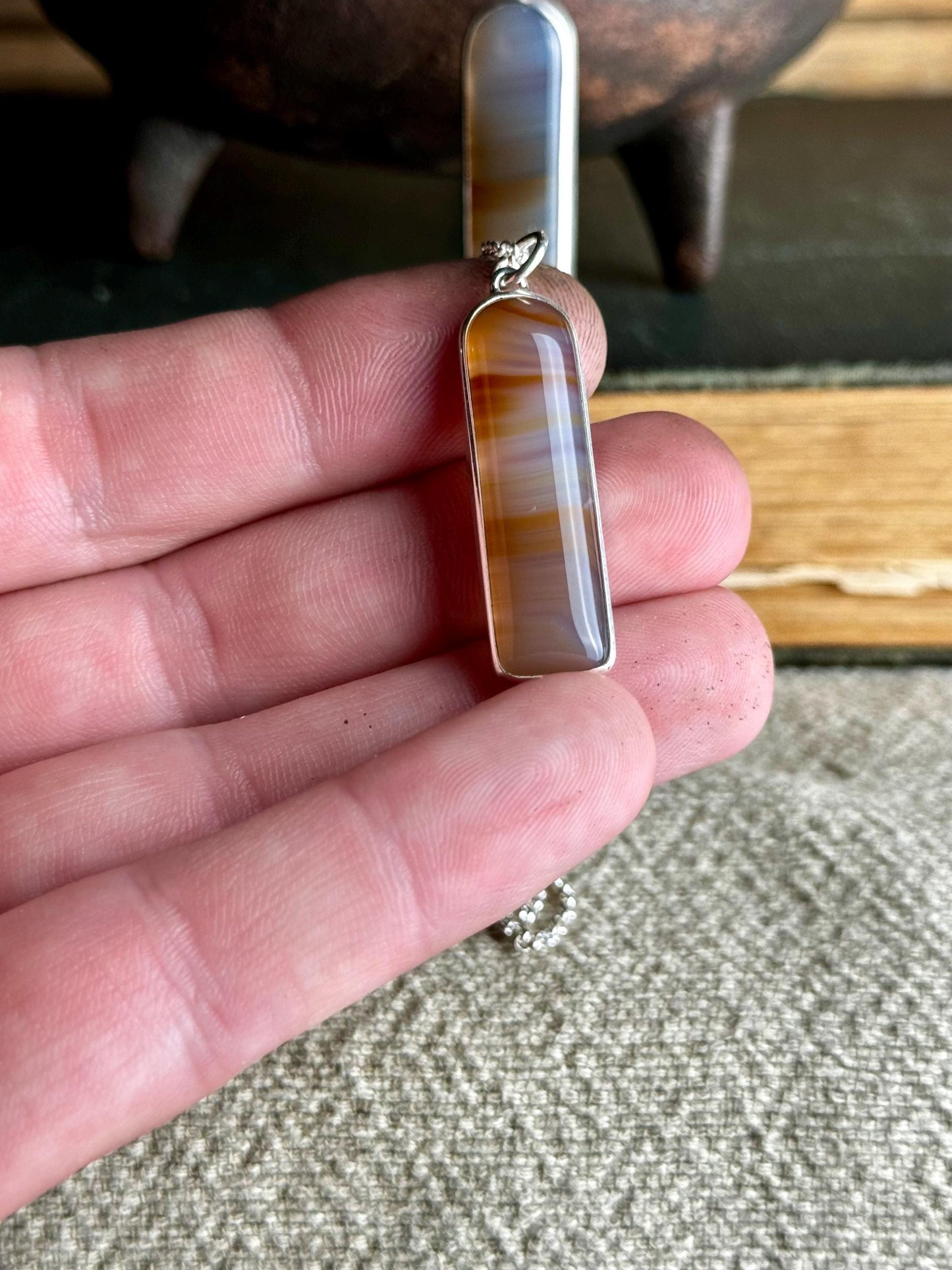 Brazilian Agate, Agate Necklace, Sterling Silver Handmade Necklace, Agate Pendant, Natural Stone Necklace, Agate Jewelry, Brazilian Necklace