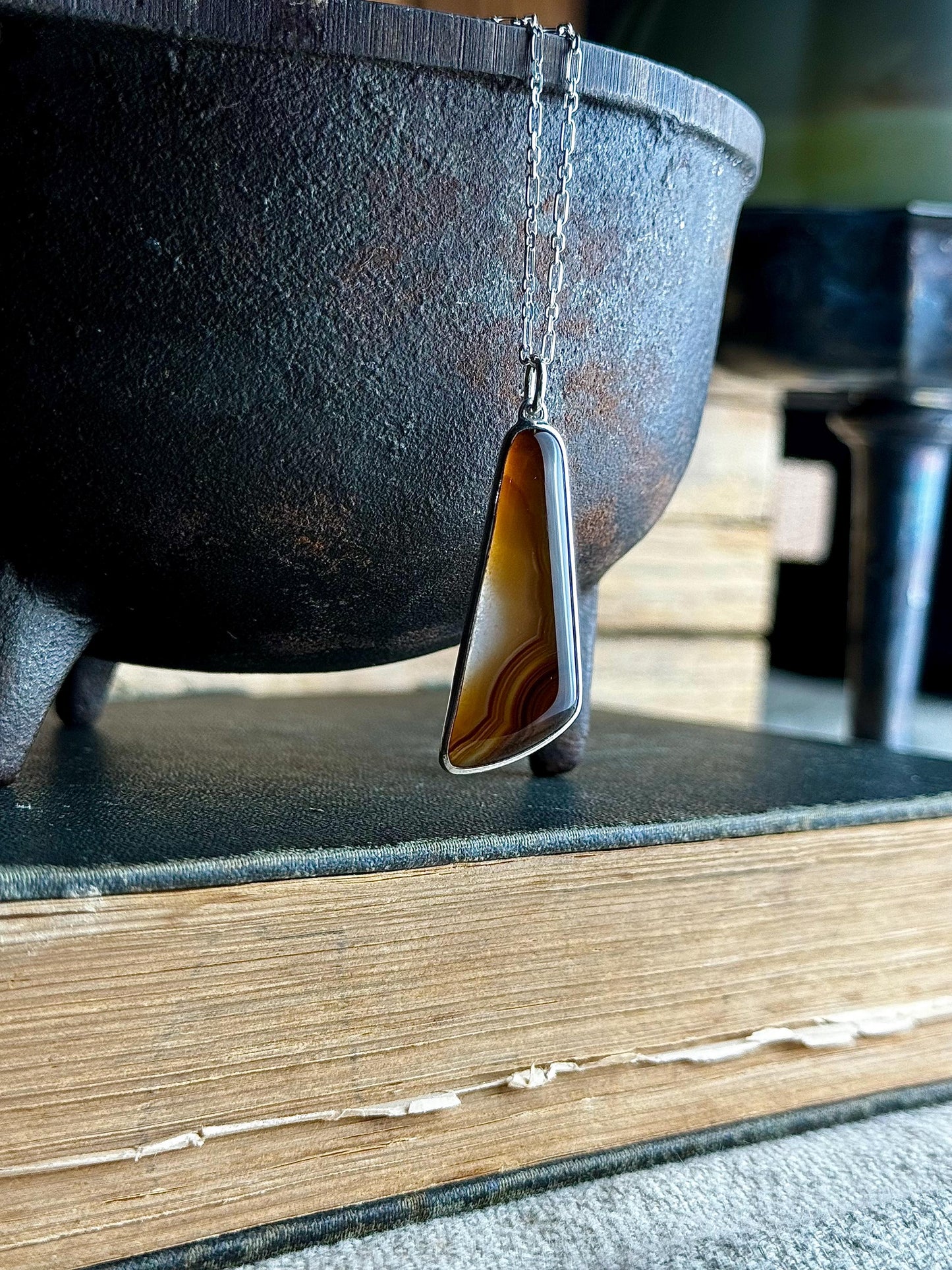 Brazilian Agate, Agate Necklace, Sterling Silver Handmade Necklace, Agate Pendant, Natural Stone Necklace, Agate Jewelry, Brazilian Necklace
