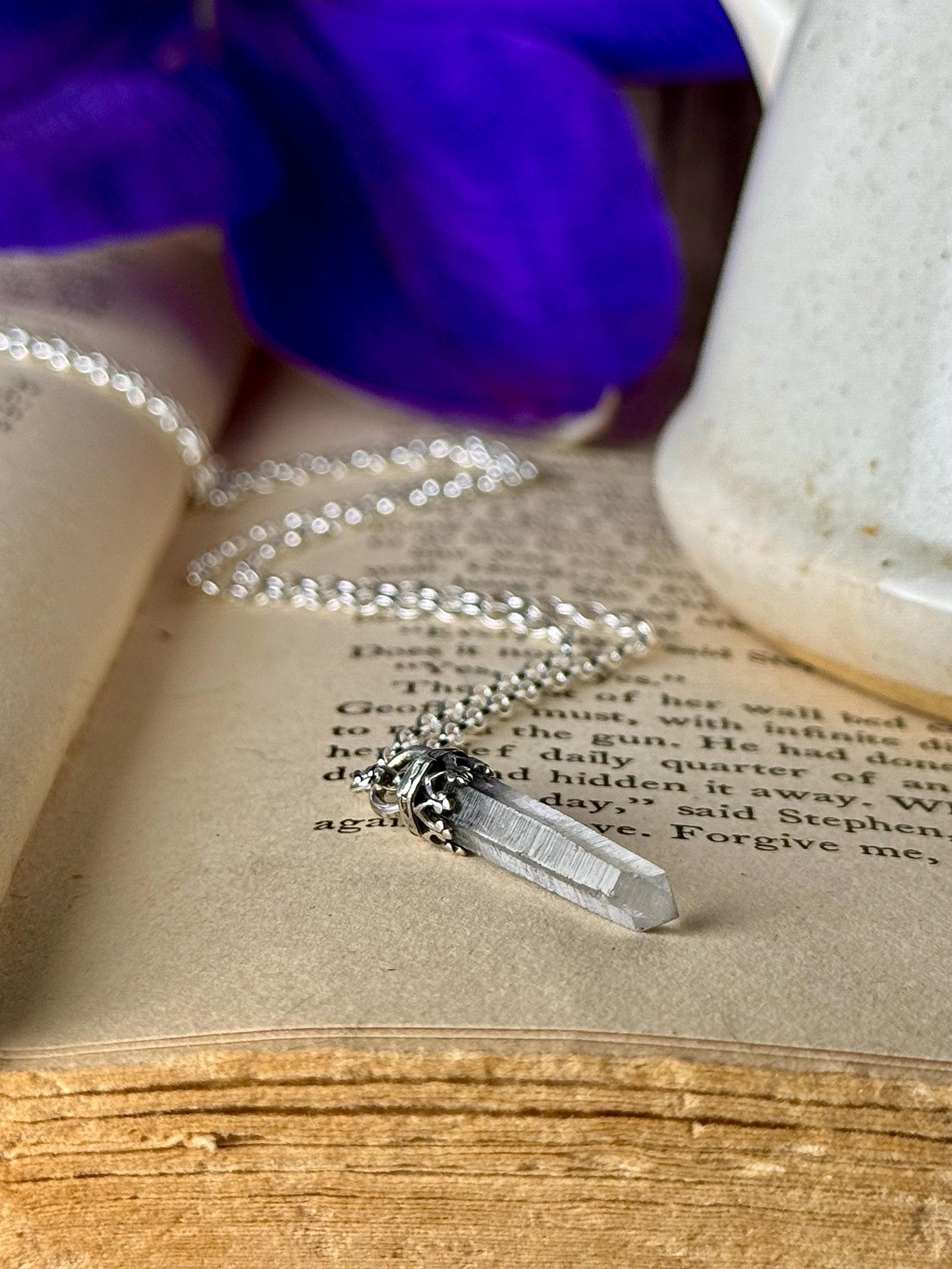 Quartz Necklace, Quartz Point Necklace, Silver Handmade Necklace, Crystal, Crystal Necklace, Quartz Jewelry, Talisman, Crystal Jewelry