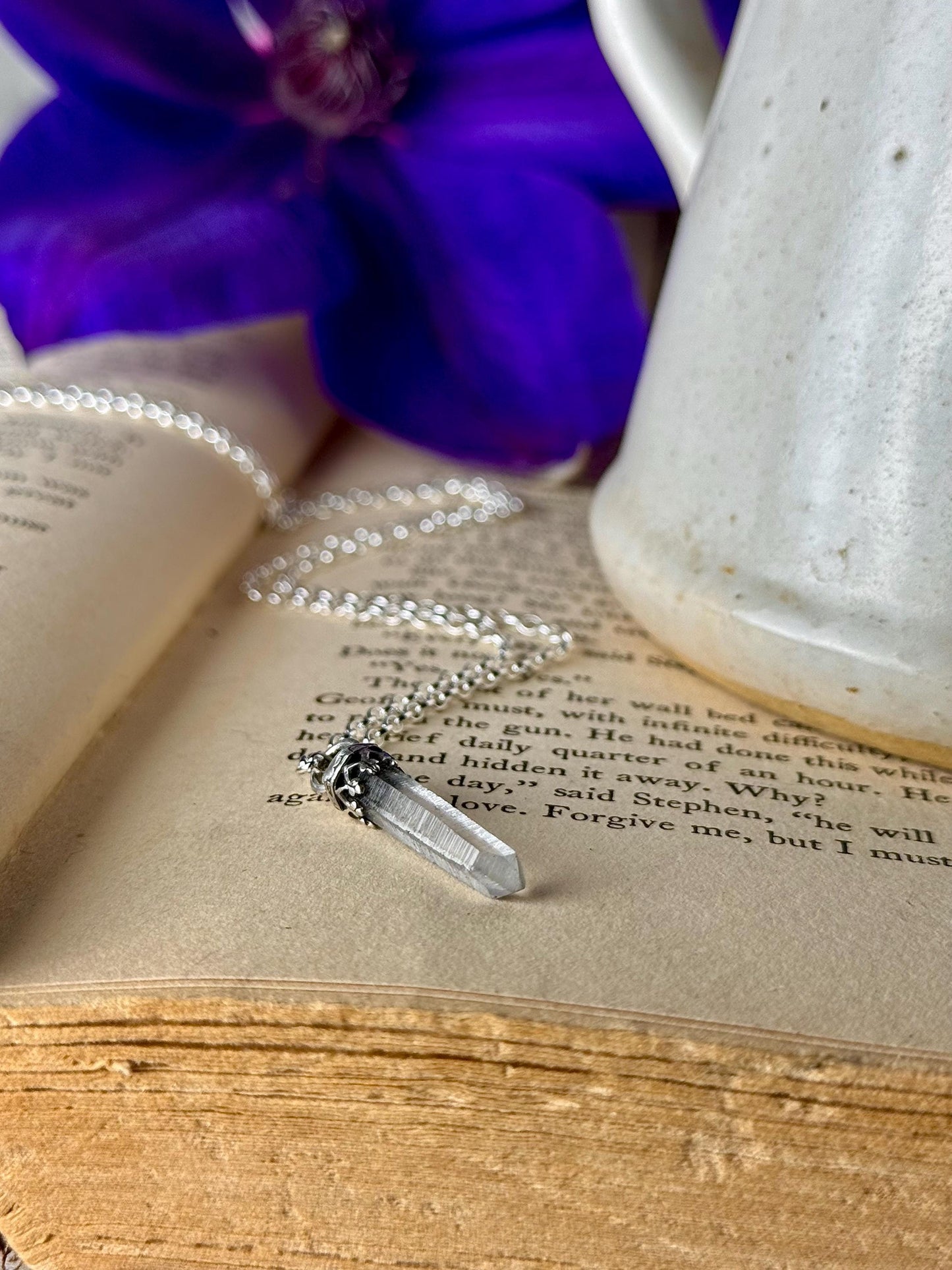 Quartz Necklace, Quartz Point Necklace, Silver Handmade Necklace, Crystal, Crystal Necklace, Quartz Jewelry, Talisman, Crystal Jewelry
