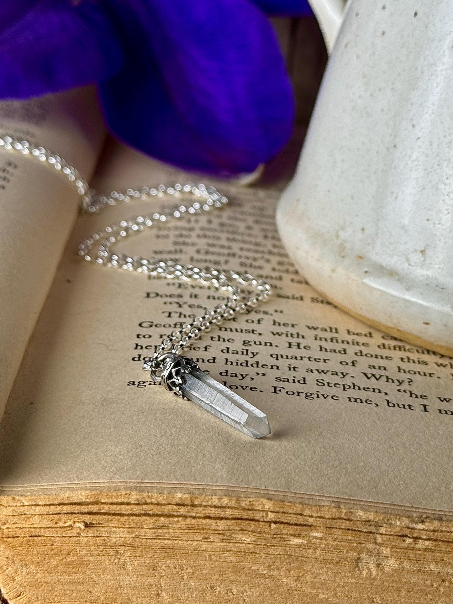 Quartz Necklace, Quartz Point Necklace, Silver Handmade Necklace, Crystal, Crystal Necklace, Quartz Jewelry, Talisman, Crystal Jewelry