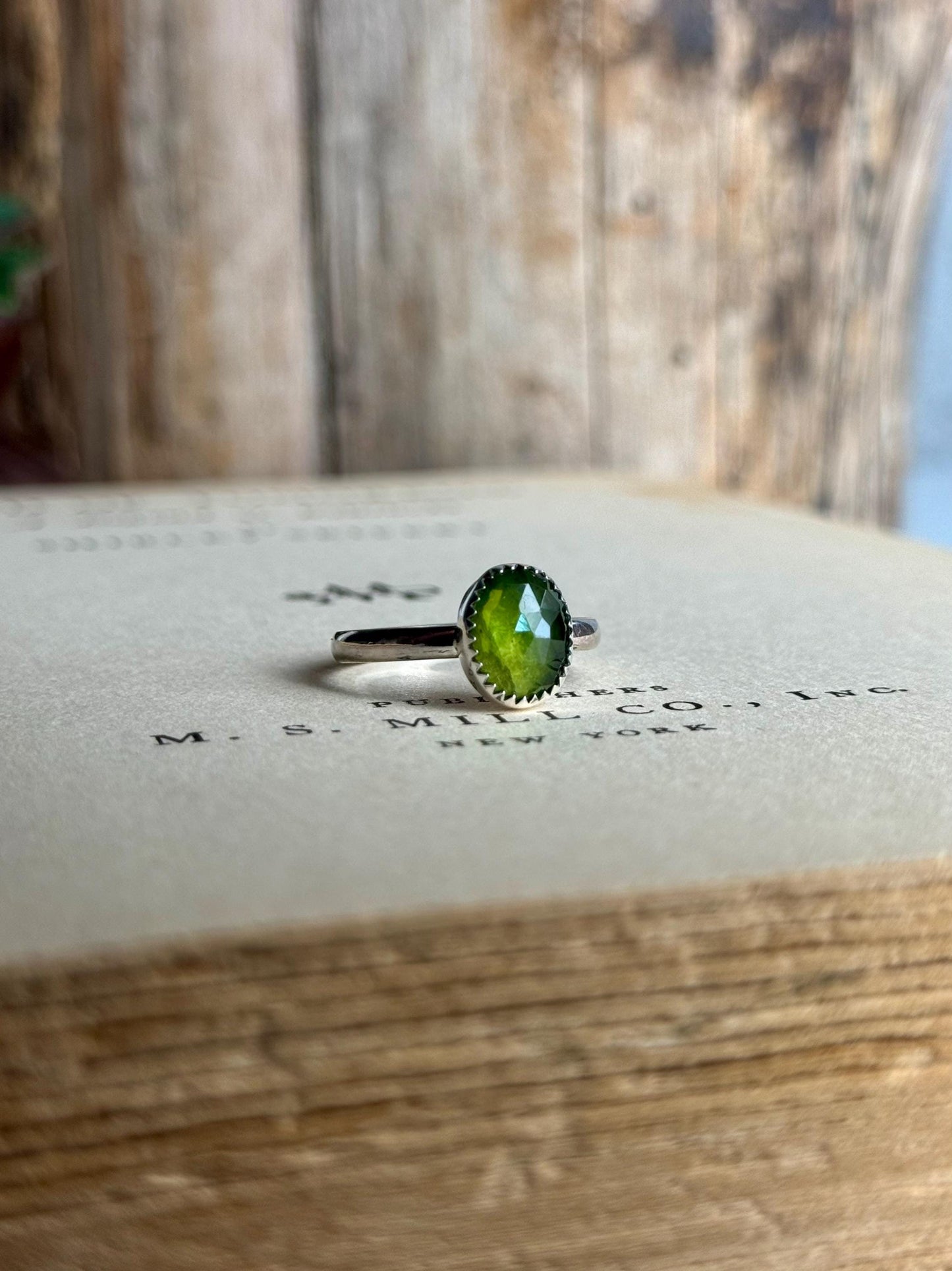 Vesuvianite Ring, Green Jewelry, Green Faceted Ring, Green Facet Ring, Sterling Silver Jewelry, Handmade Ring, Vesonite, Gemmy Ring,