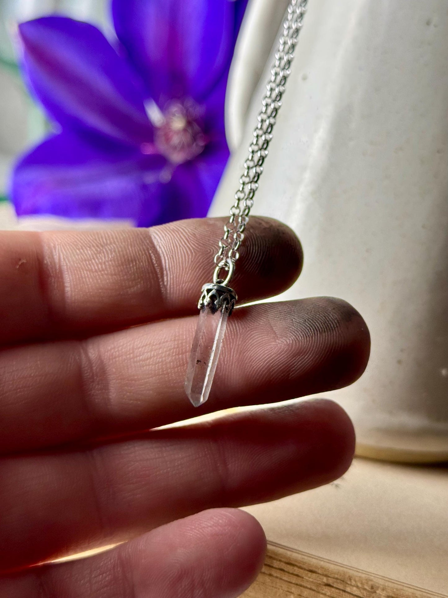 Quartz Necklace, Quartz Point Necklace, Silver Handmade Necklace, Crystal, Crystal Necklace, Quartz Jewelry, Talisman, Crystal Jewelry