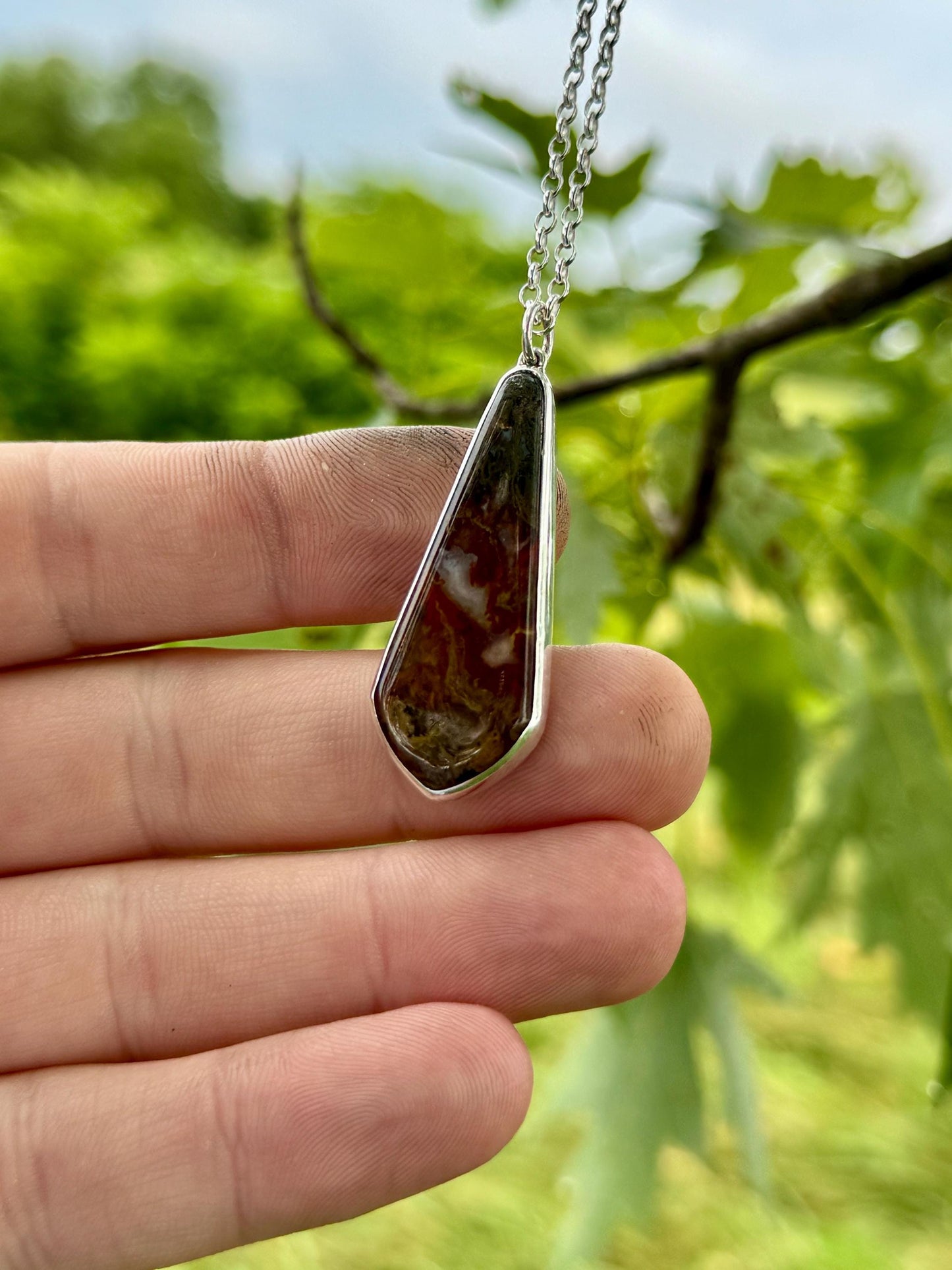 Moss Agate, Moss Agate Necklace, Sterling Silver Handmade Necklace, Moss Agate Pendant, Natural Stone Necklace, Agate Jewelry, Necklaces