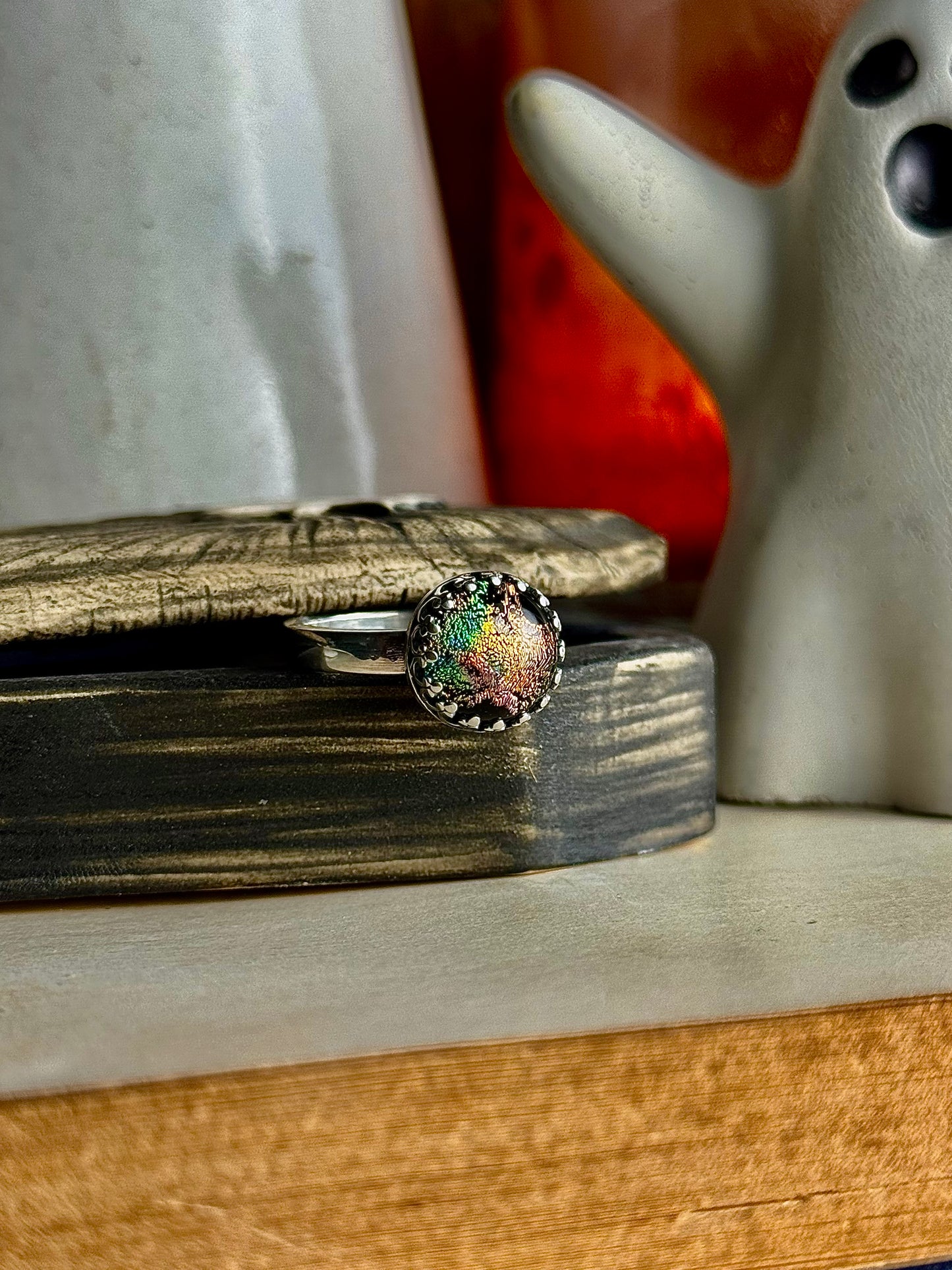 Dichroic Glass Ring Size 8