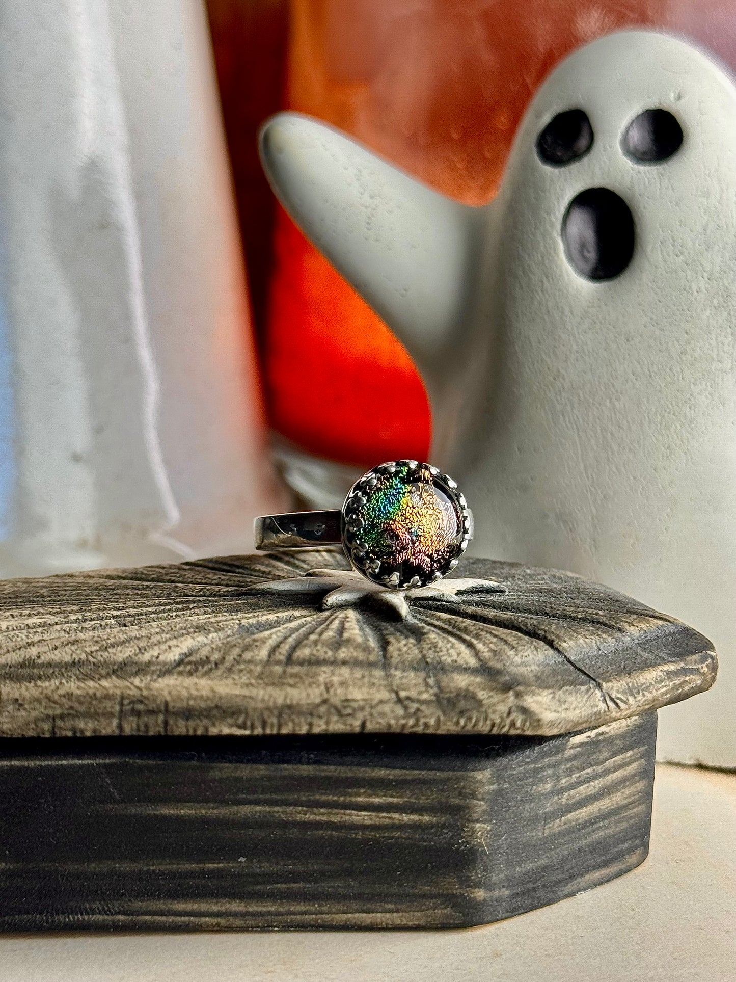 Dichroic Glass Ring Size 8