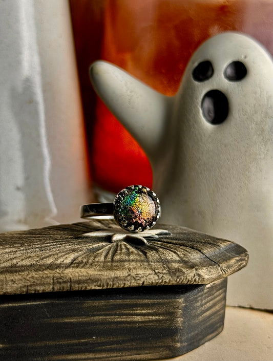 Dichroic Glass Ring Size 8