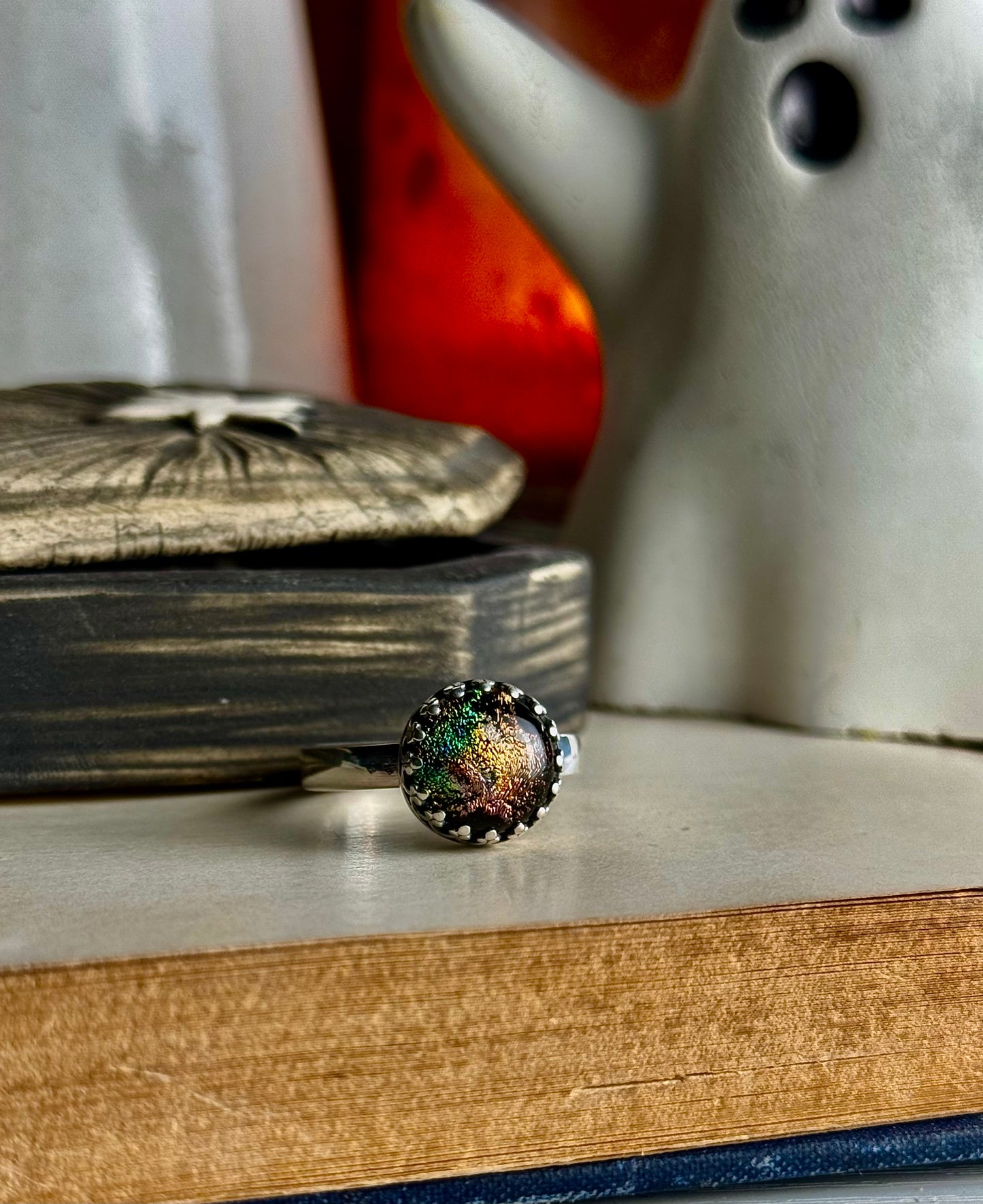 Dichroic Glass Ring Size 8