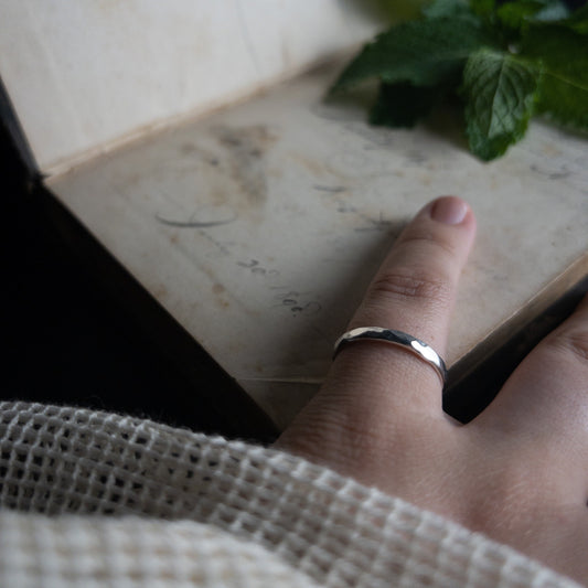 Hammered Sterling Silver Ring Band - Handmade Metalsmith Jewelry - Wedding Replacement Artisan Crafted Stacker Minimalist Jewelry