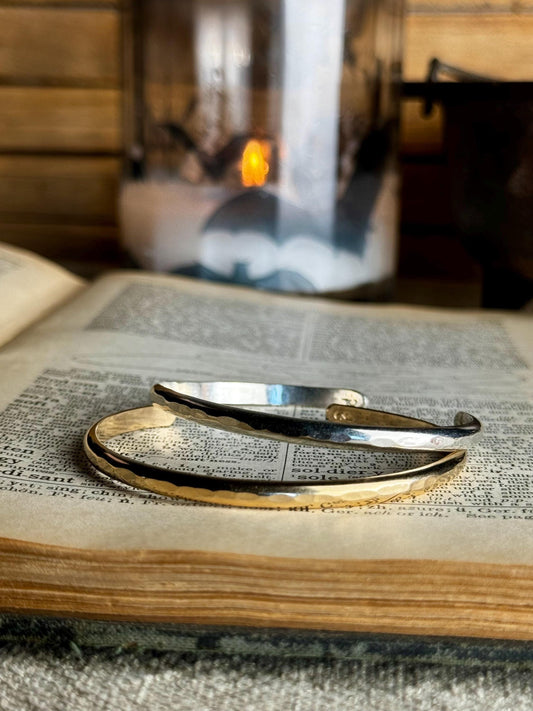 Gold or Silver Hammered Cuff Bracelet