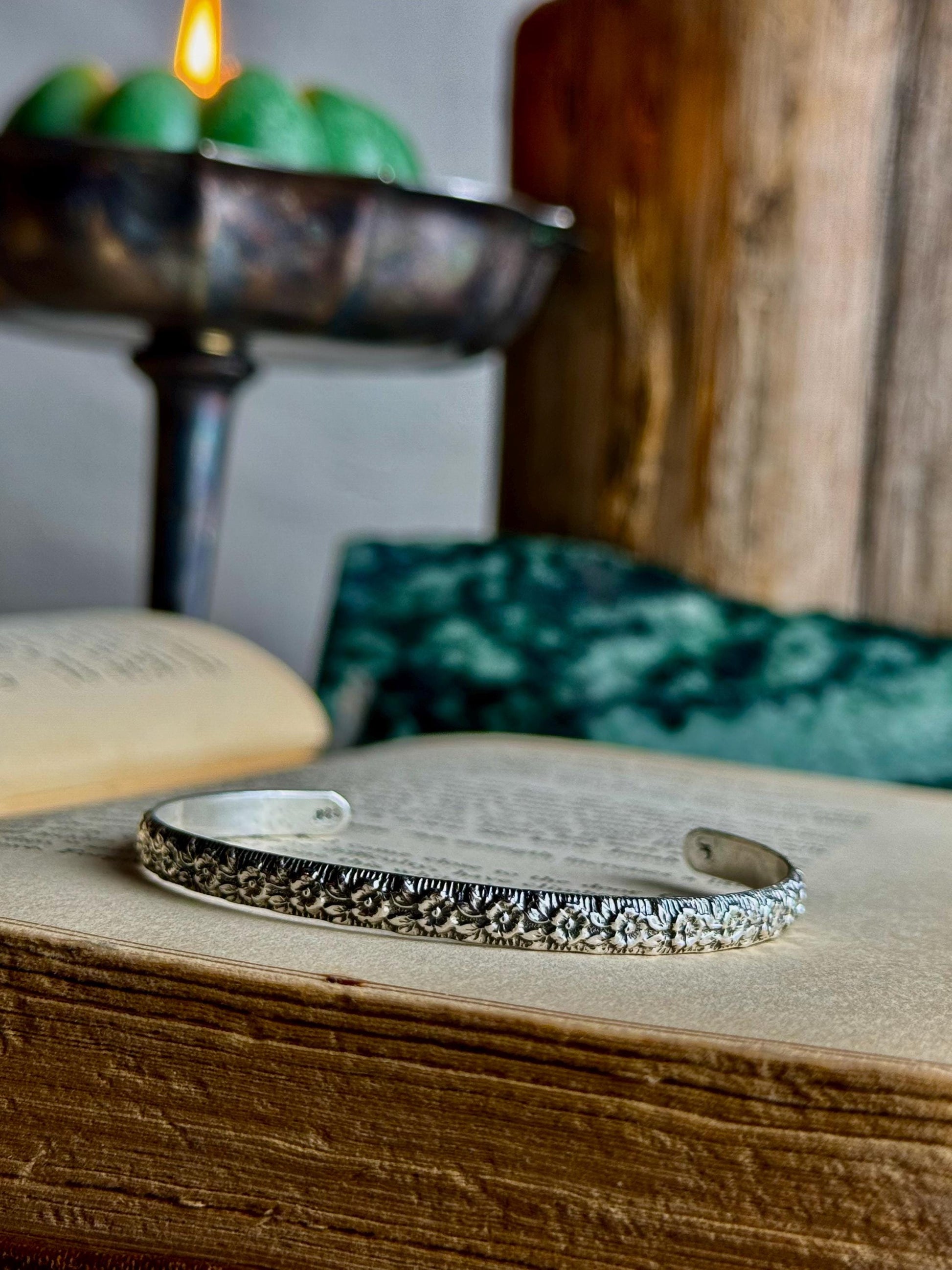 Silver Flower Cuff Bracelet