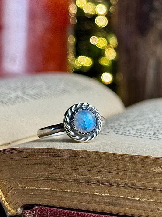 Moonstone Ring, Size 8 Ring, Sterling Moonstone Ring, Moon Ring, Moonstone, Sterling Silver Ring, Handmade Ring, Size 8 Moonstone, Blue Ring