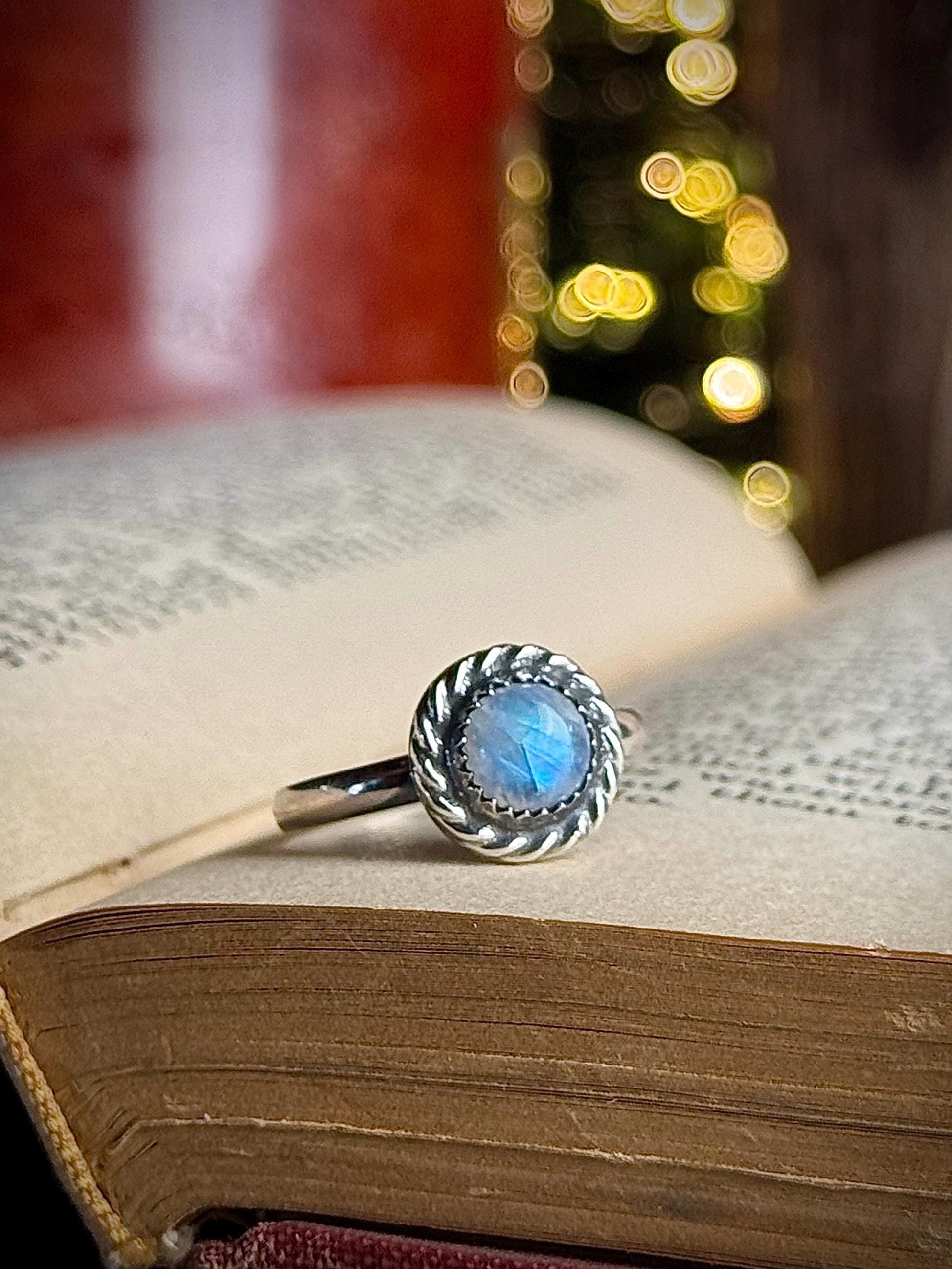 Moonstone Ring, Size 8 Ring, Sterling Moonstone Ring, Moon Ring, Moonstone, Sterling Silver Ring, Handmade Ring, Size 8 Moonstone, Blue Ring