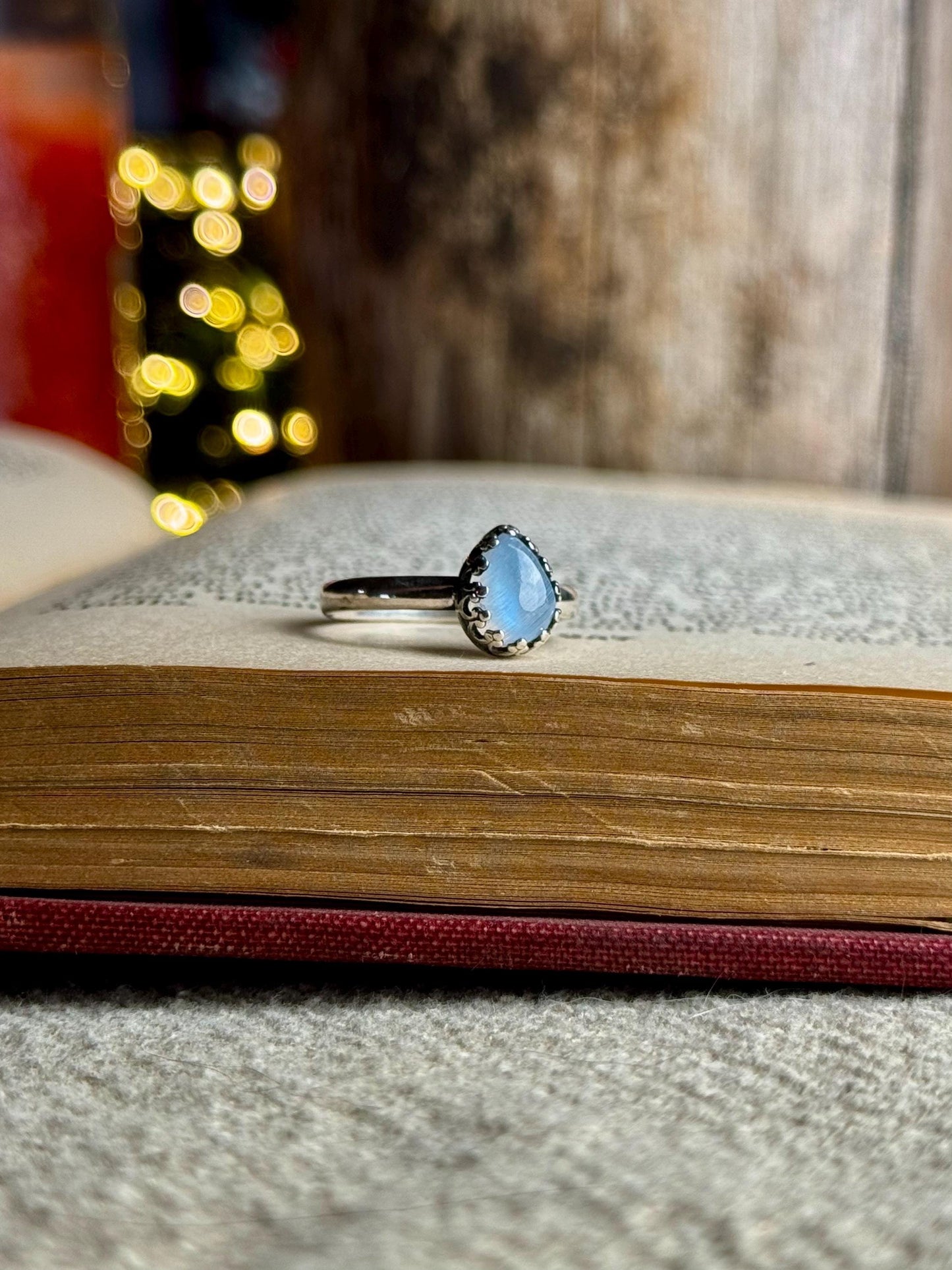 Moonstone Modern Minimalist Natural Stone Sterling Silver Handmade Metalsmith Jewelry Ring - Size 8