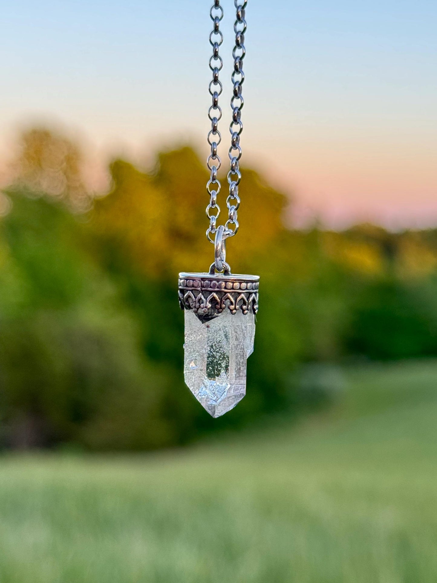 Quartz Necklace, Quartz Point Necklace, Silver Handmade Necklace, Crystal, Crystal Necklace, Quartz Jewelry, Talisman, Crystal Jewelry