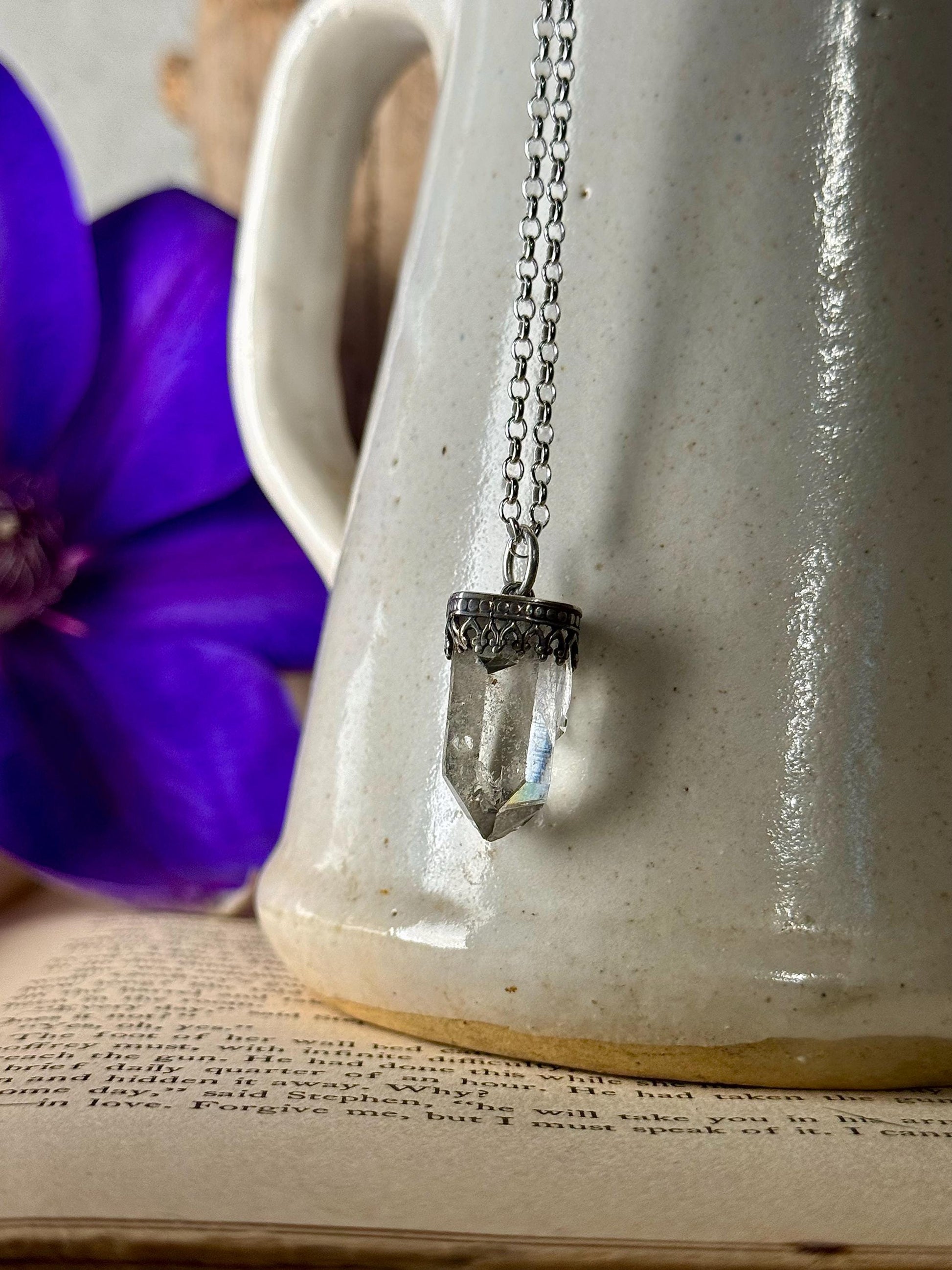 Quartz Necklace, Quartz Point Necklace, Silver Handmade Necklace, Crystal, Crystal Necklace, Quartz Jewelry, Talisman, Crystal Jewelry