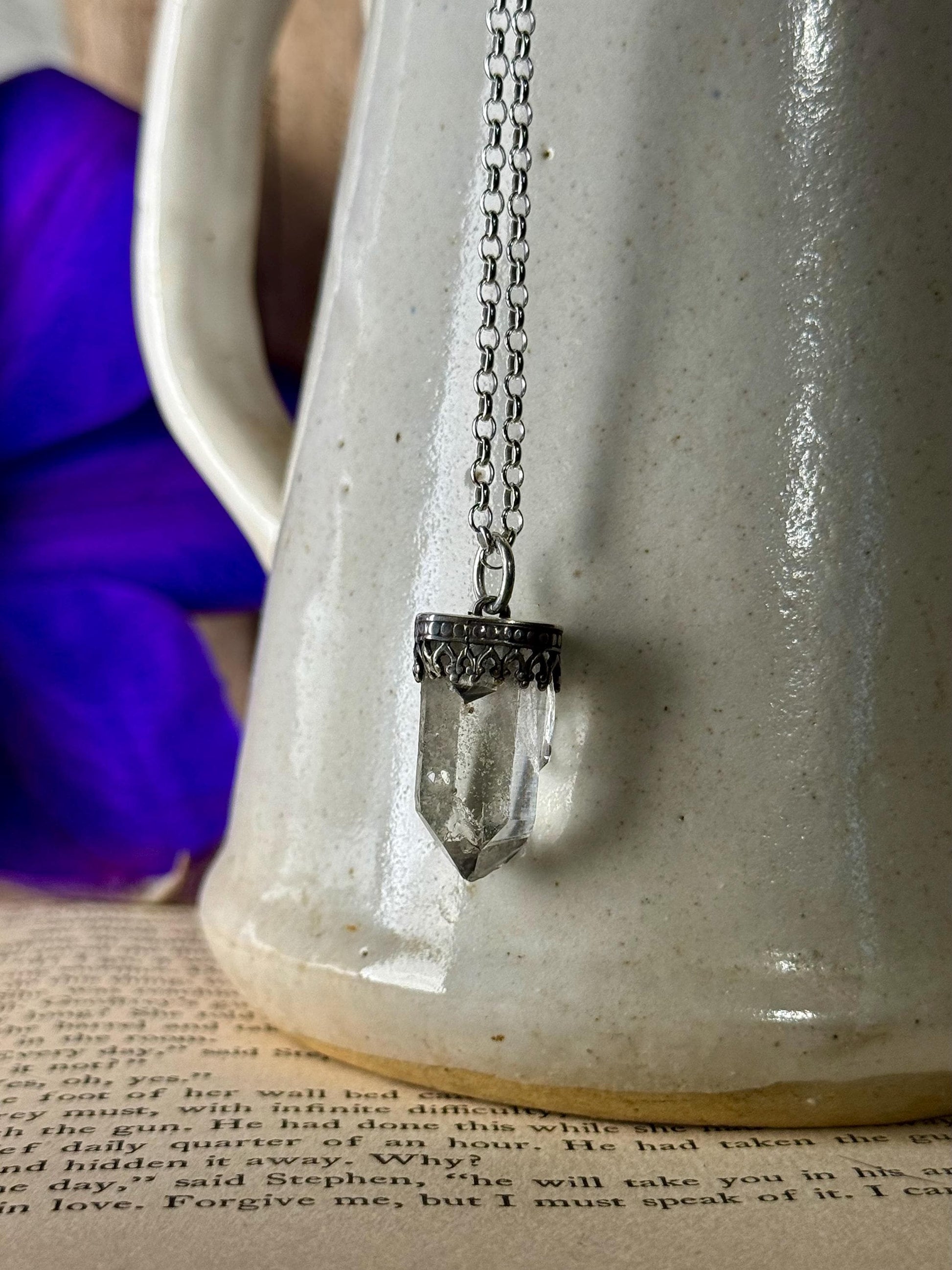 Quartz Necklace, Quartz Point Necklace, Silver Handmade Necklace, Crystal, Crystal Necklace, Quartz Jewelry, Talisman, Crystal Jewelry