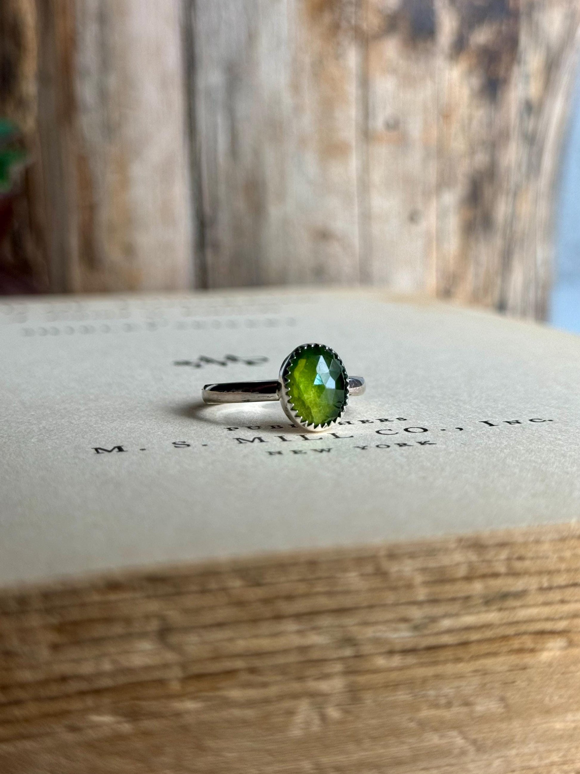 Vesuvianite Ring, Green Jewelry, Green Faceted Ring, Green Facet Ring, Sterling Silver Jewelry, Handmade Ring, Vesonite, Gemmy Ring,