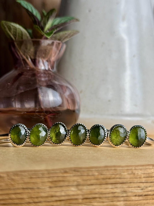Vesuvianite Ring, Green Jewelry, Green Faceted Ring, Green Facet Ring, Sterling Silver Jewelry, Handmade Ring, Vesonite, Gemmy Ring,