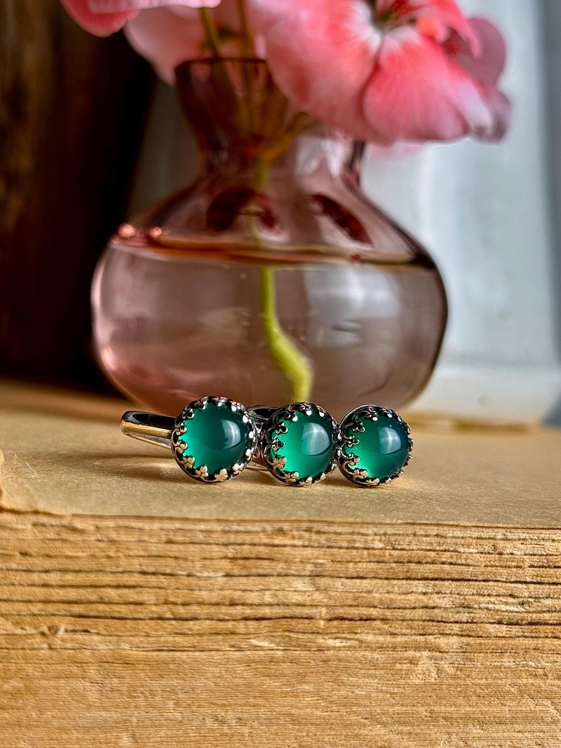 Green Chalcedony Ring, Green Stone Jewelry, Green Ring, Green Facet Ring, Sterling Silver Jewelry, Handmade Ring, Green Gem, Gemmy Ring,