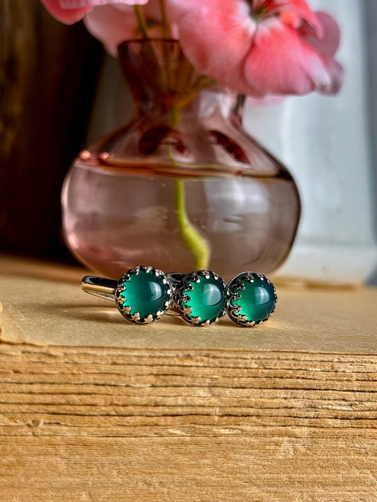 Green Chalcedony Ring, Green Stone Jewelry, Green Ring, Green Facet Ring, Sterling Silver Jewelry, Handmade Ring, Green Gem, Gemmy Ring,