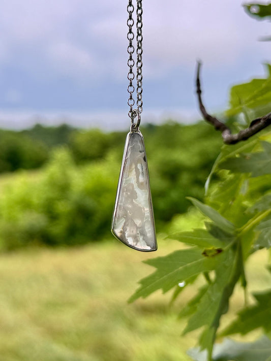 Tube Agate, Agate Necklace, Sterling Silver Handmade Necklace, White Agate Pendant, Natural Stone Necklace, Agate Jewelry, Necklaces